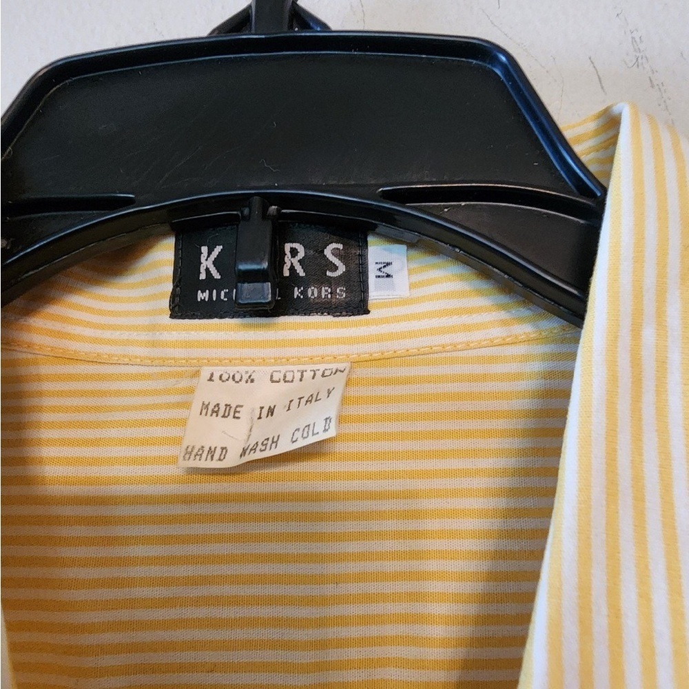 Michael Kors Shirt Women's Medium Button Up Long Sleeve Collared Striped - Picture 3 of 3